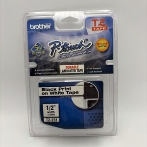 Brother TZ-231 P-Touch 1/2" Label Tape Black Print on White - Sealed NEW
